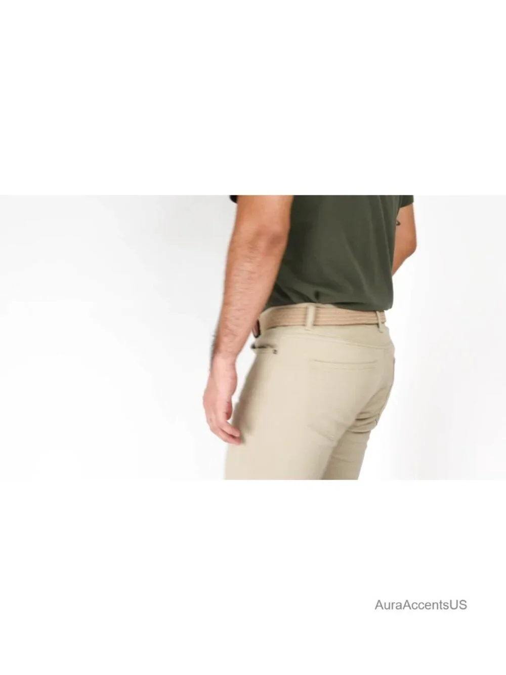 Men's Stretch Woven Braid Belt for Jeans with Metal Bridle Buckle